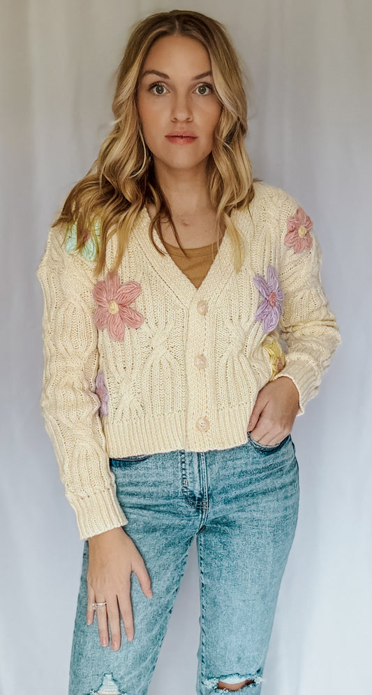 hand-made flower cardigan
