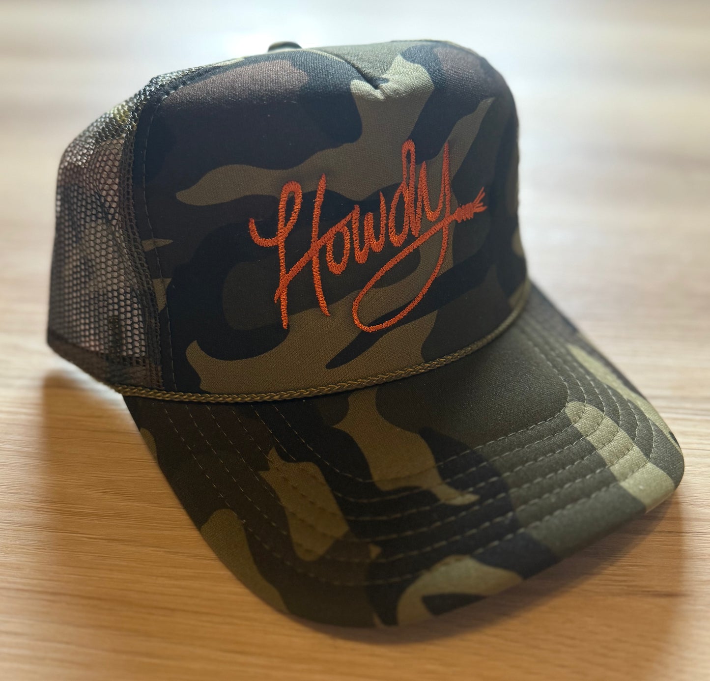 “howdy” camo trucker hat