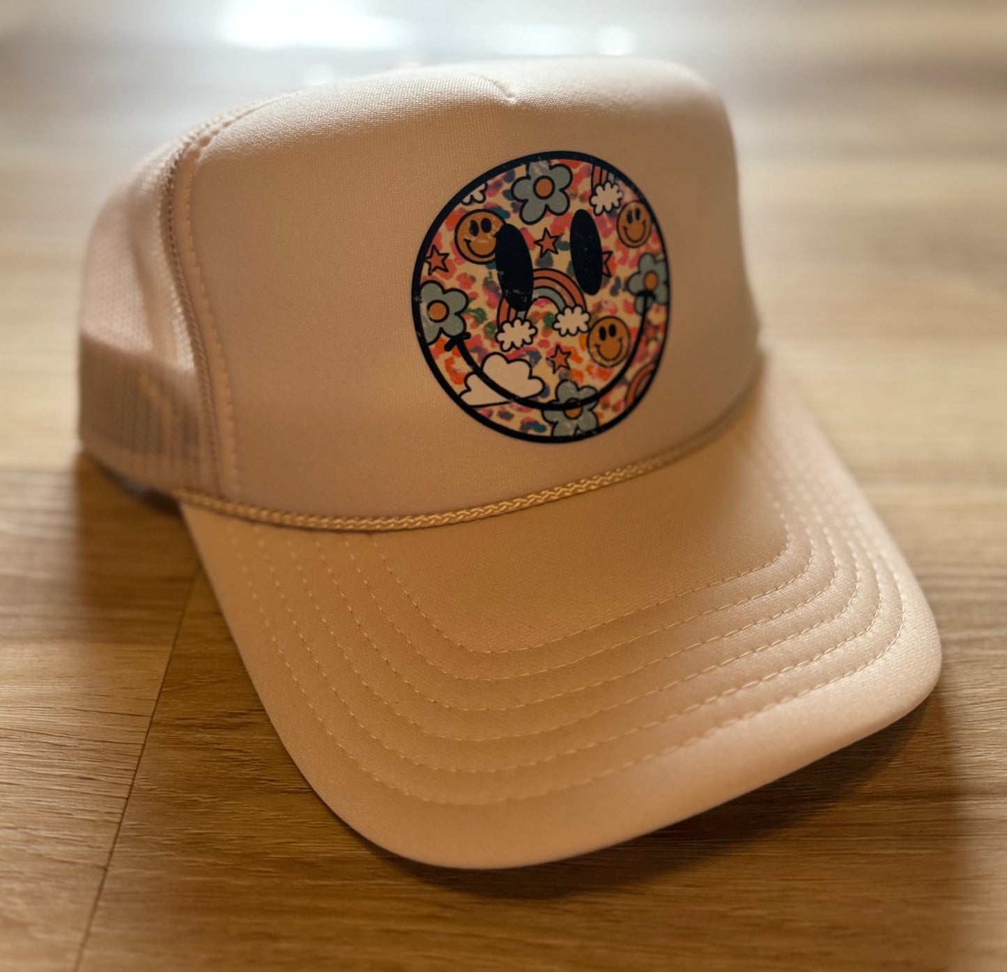 smiley face trucker hat