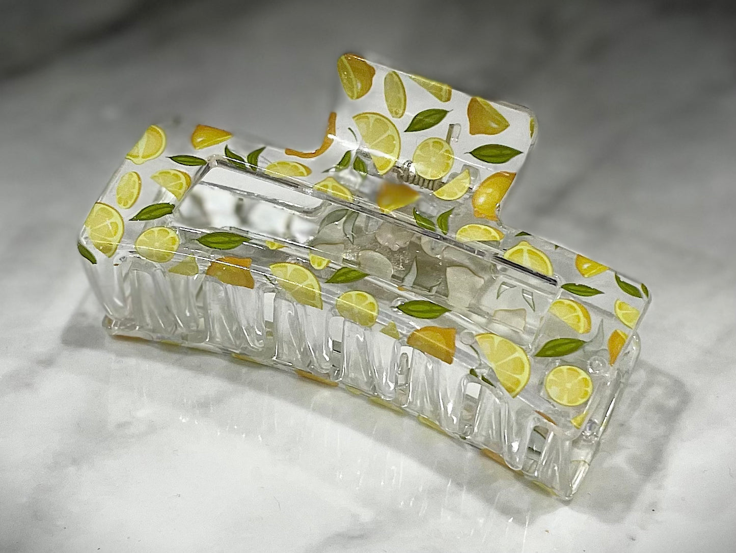 transparent lemon claw clip