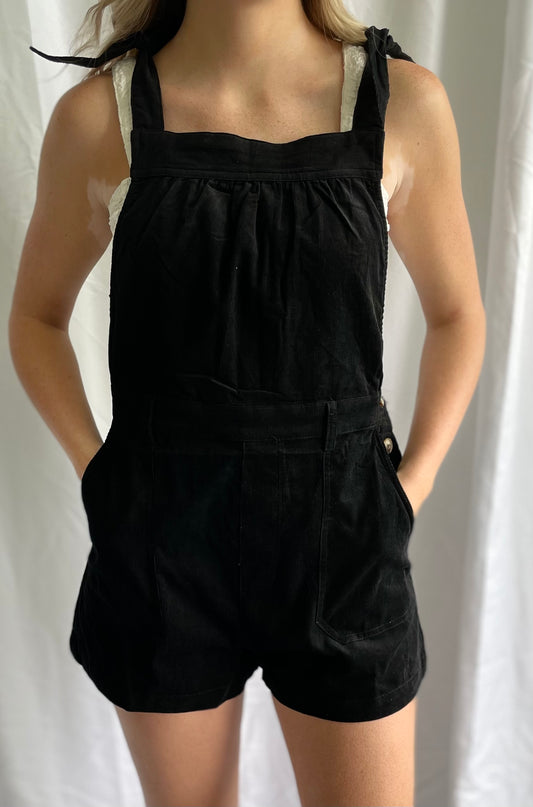 shoulder tied corduroy overalls