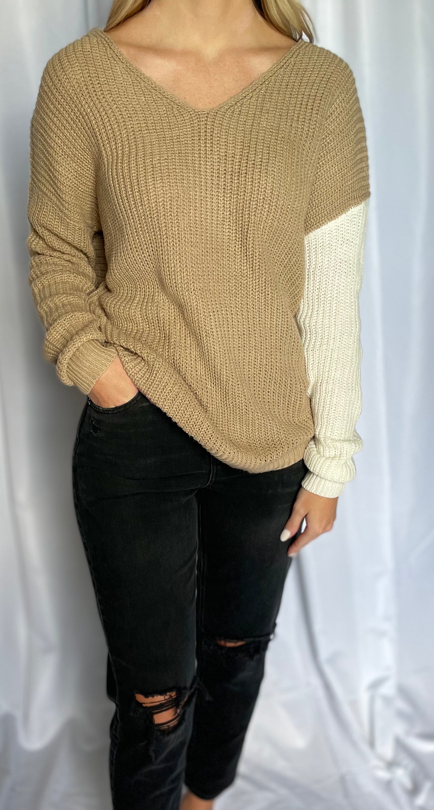 twisted open back sweater