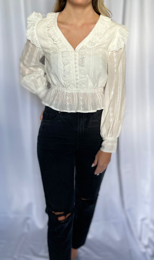 ruffled eyelet blouse