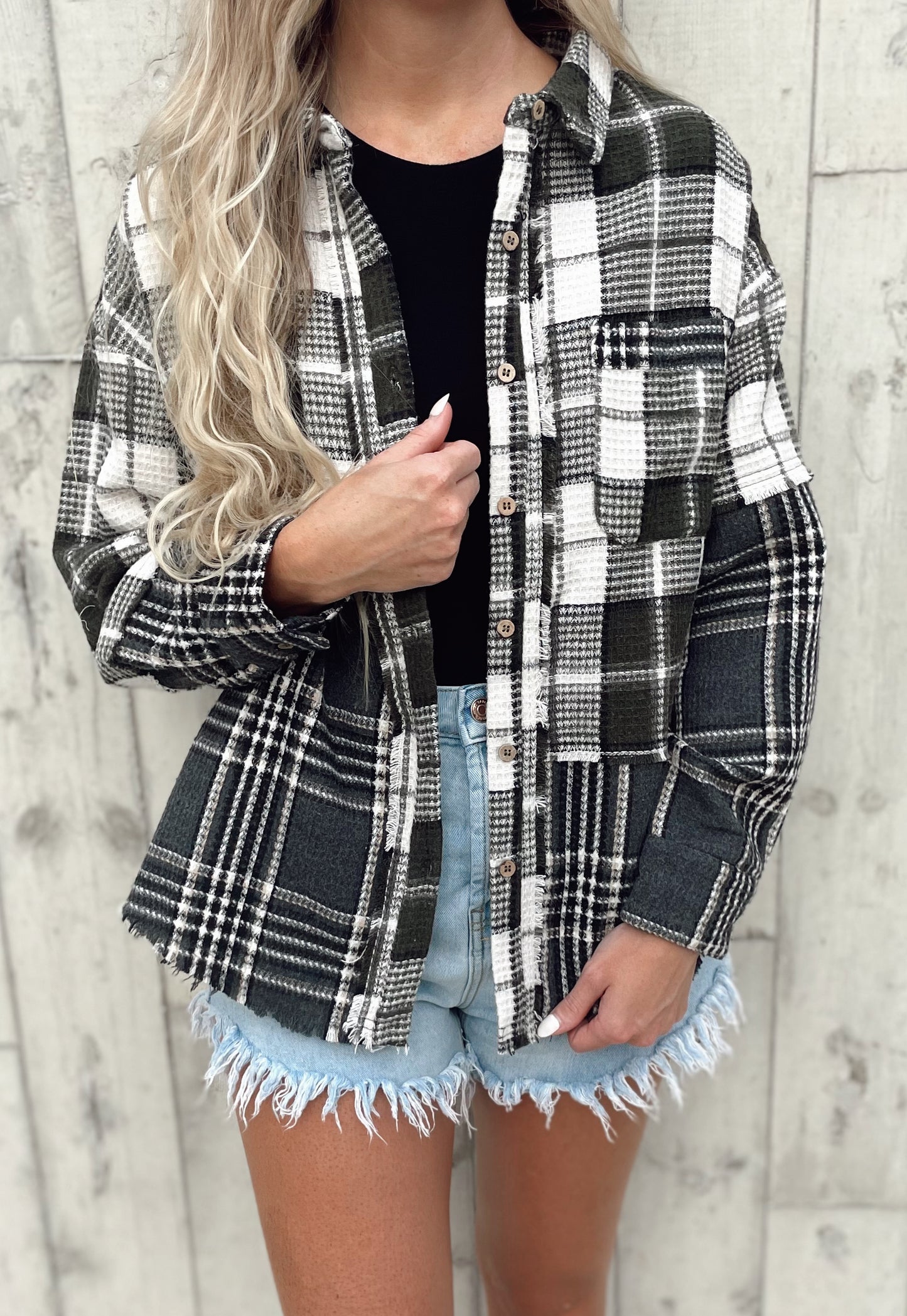 mixed plaid shacket