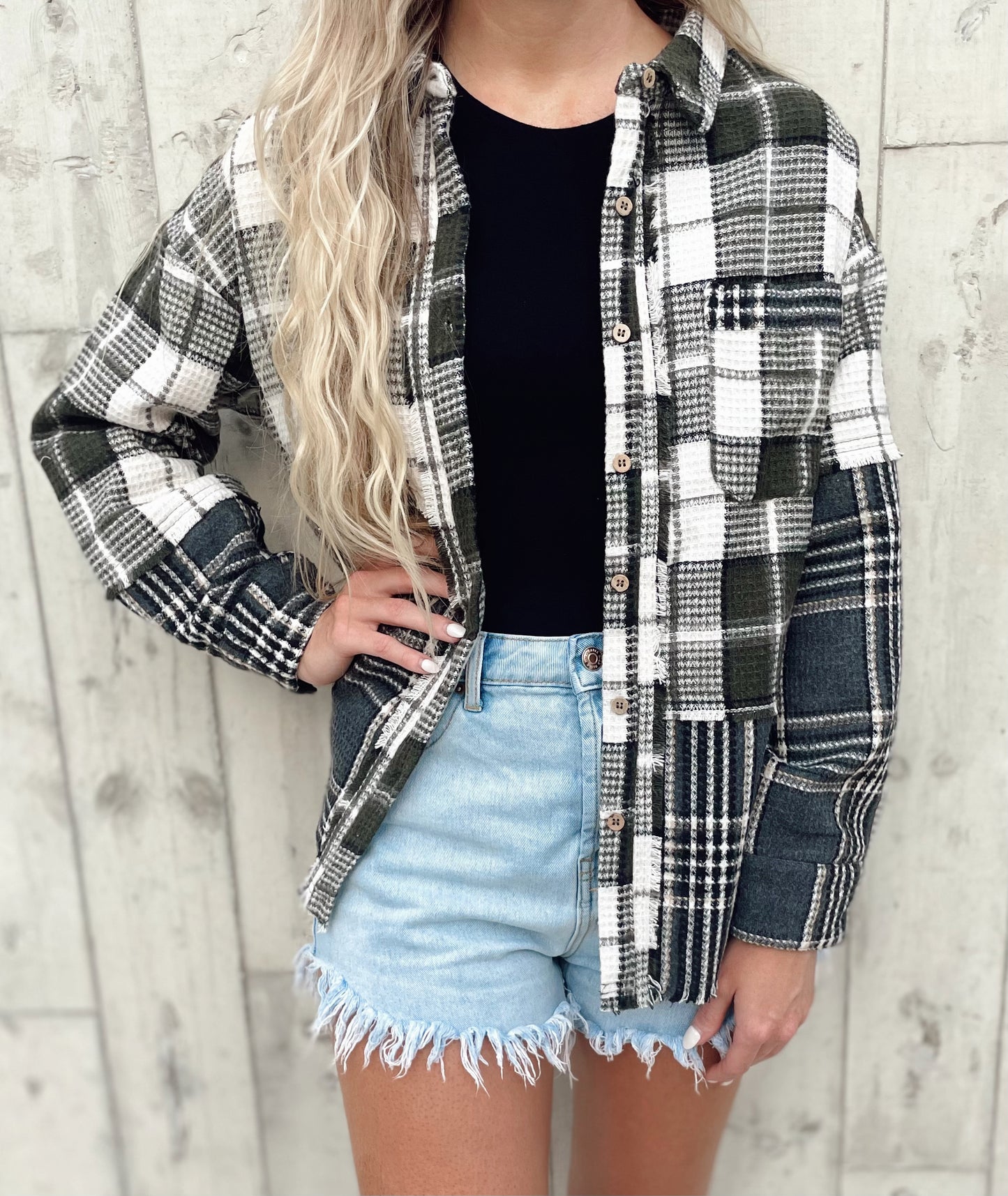 mixed plaid shacket