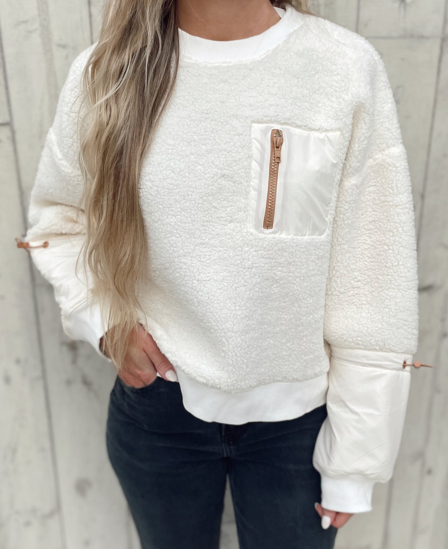 fuzzy contrast sweatshirt