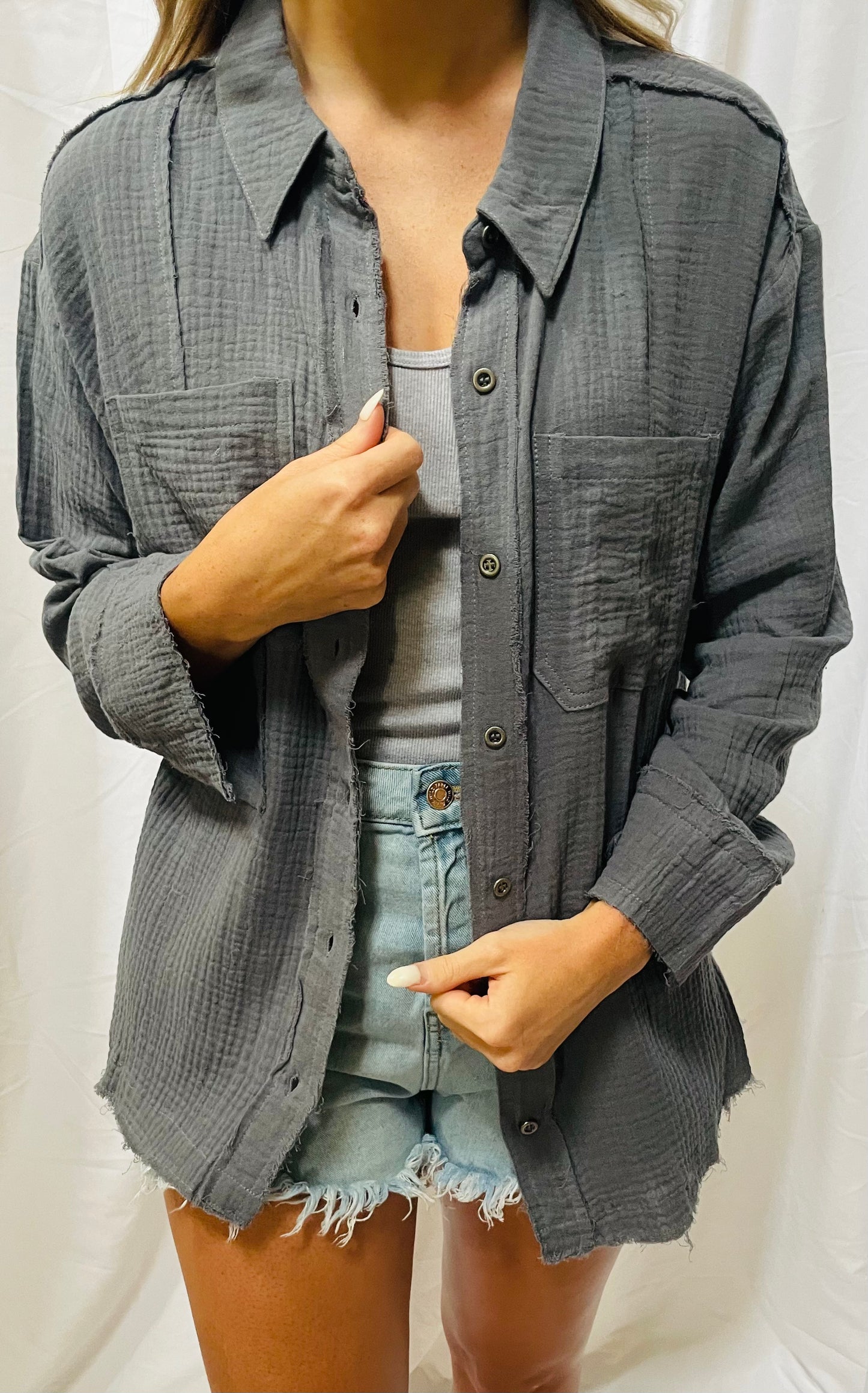 lightweight buttoned cover-up