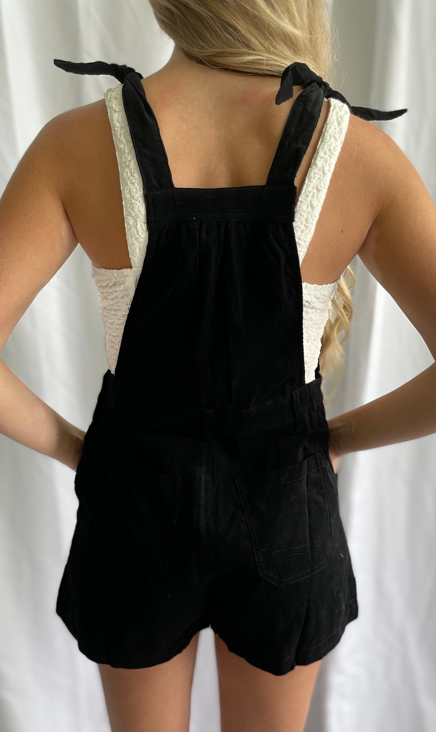 shoulder tied corduroy overalls