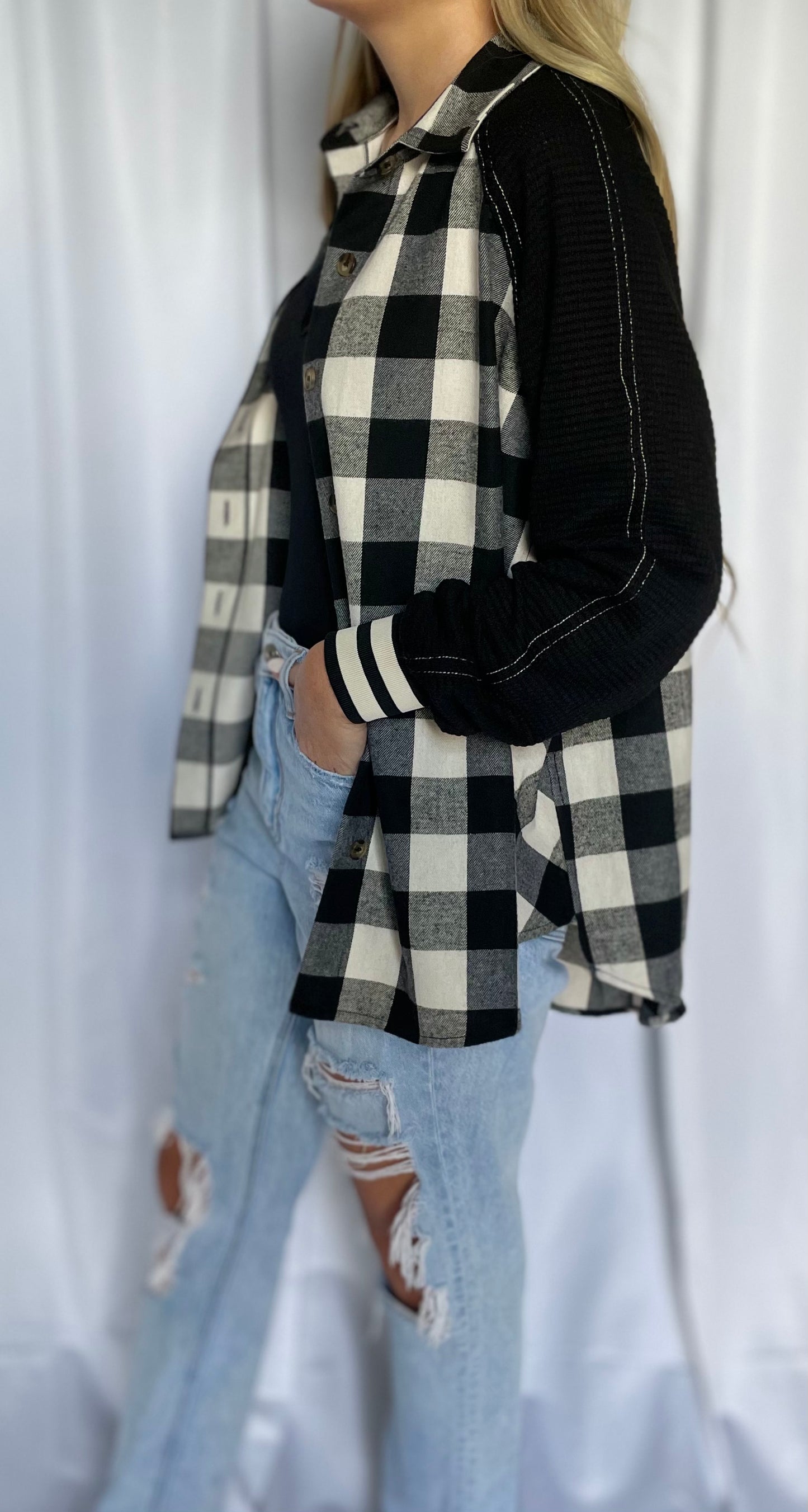 plaid button down jacket