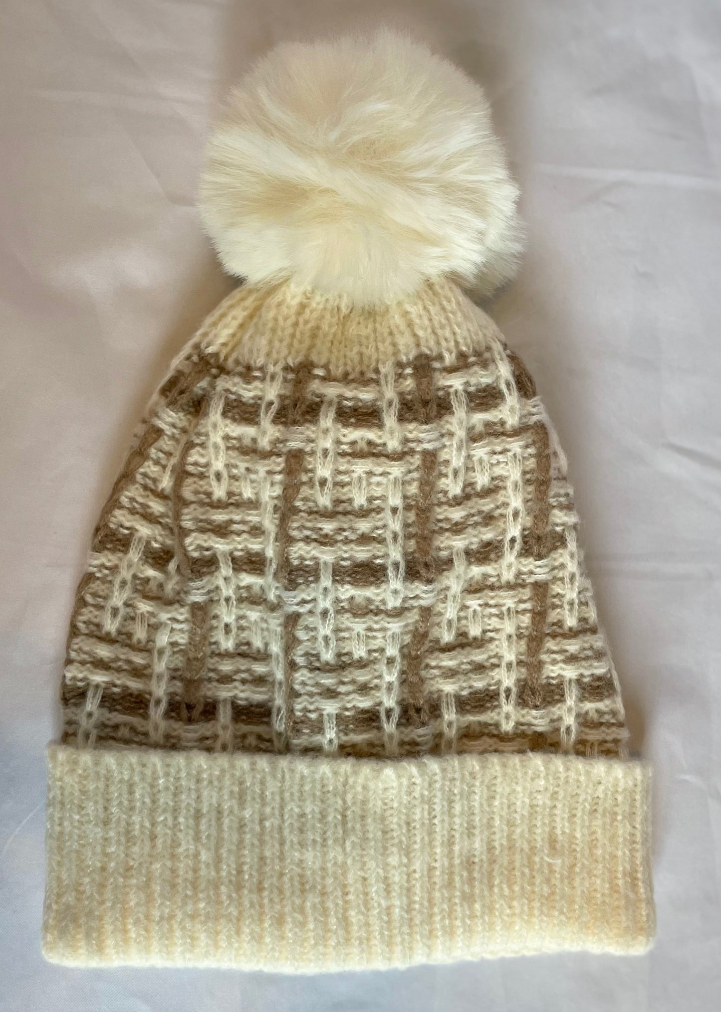 plaid patterned knit hat